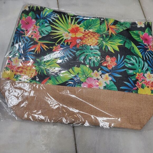 Tropic Pattern Canvas  Summer Beach Bag Travel Bag For Vacation - Picture 3 of 11